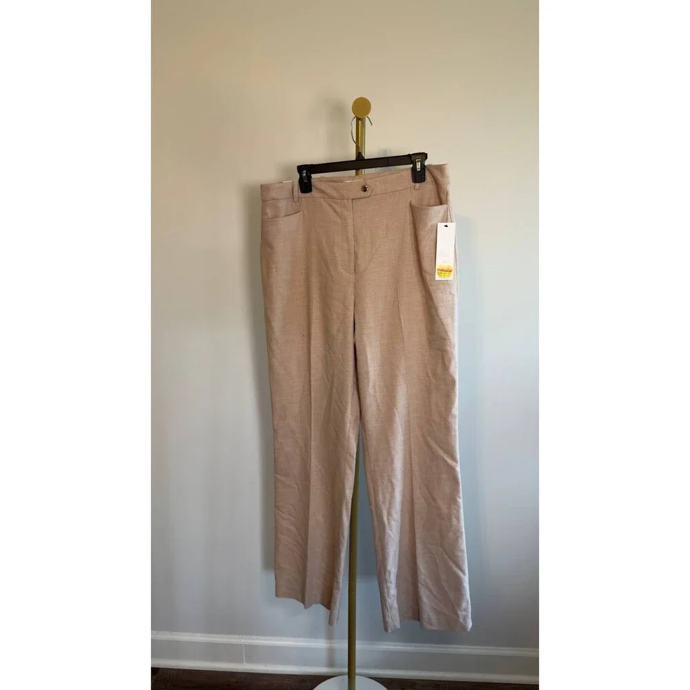Calvin Klein High-Rise Modern Fit Pants Beige 16 NWT $99